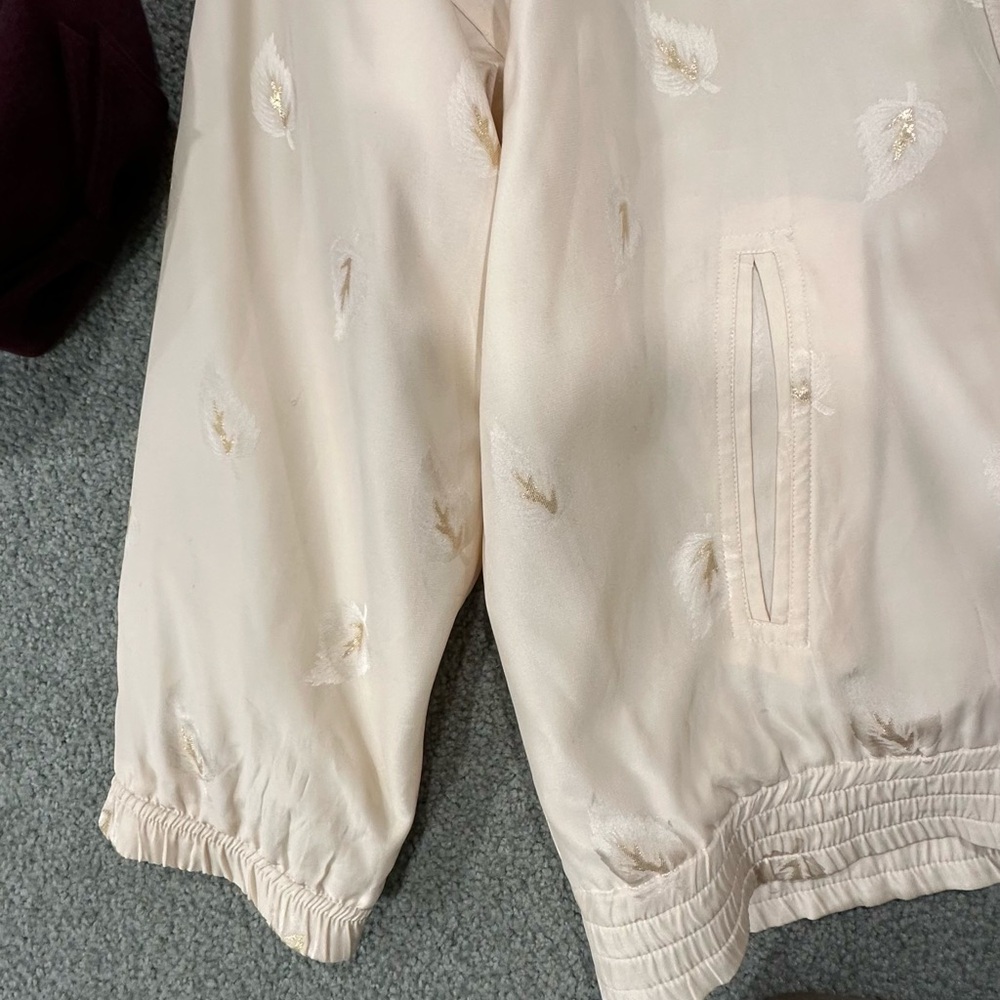 100 % silk Cream Jacket bomber. - Picture 5 of 6